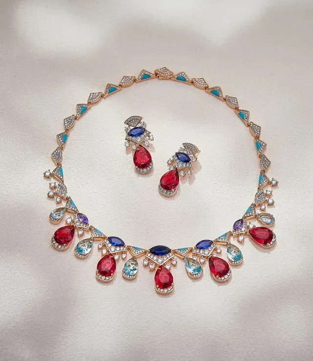 Multicolor Gold Multi-Gemstone Pendant-Drop Necklace 5