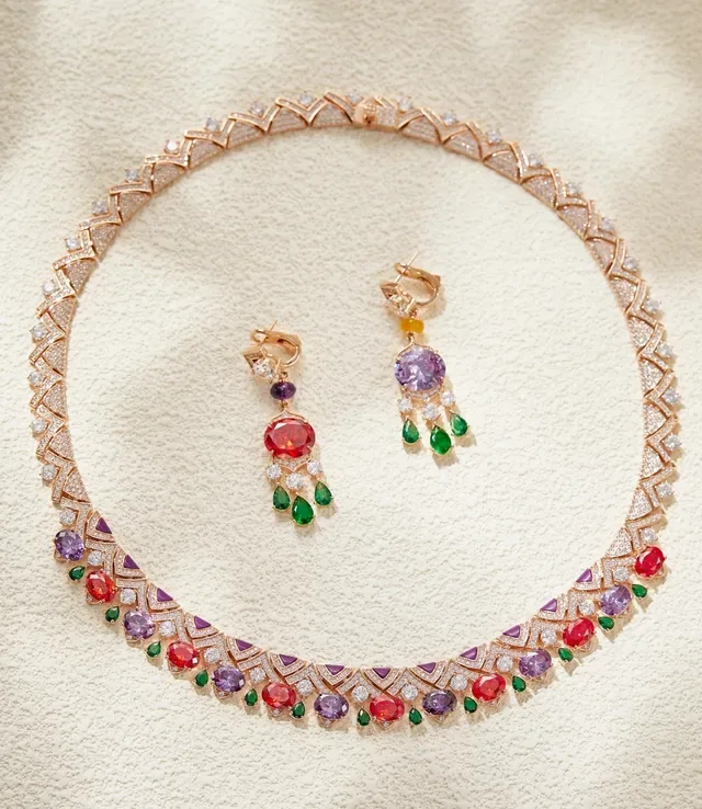 Multigem Geometric Pavé Collar Necklace 4