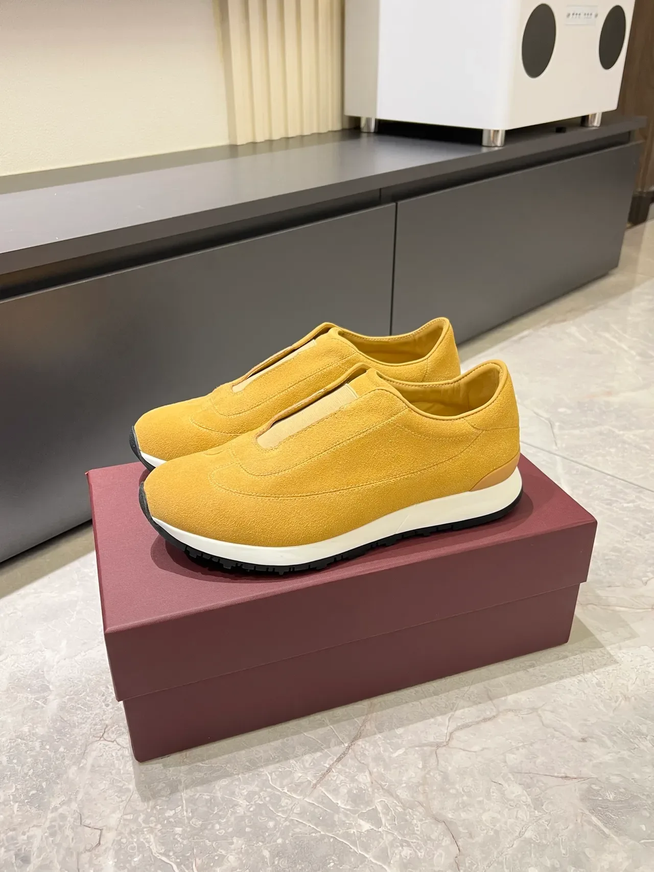 Mustard Yellow Suede Slip-On Lifestyle Sneakers 5