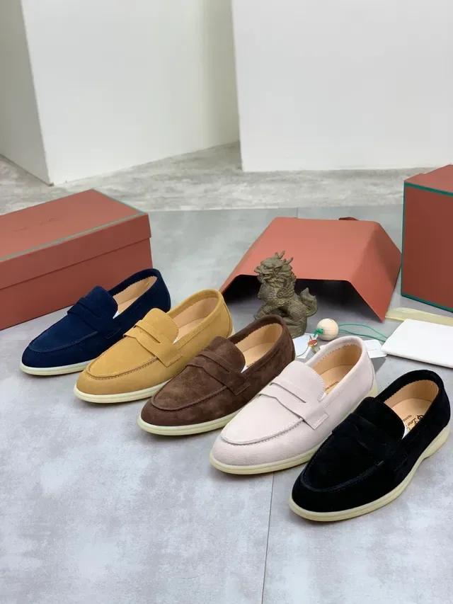 Navy Beige Suede Saddle Strap Loafer 2