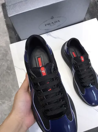 Navy Blue and Black Patent Leather Chunky Sneakers 5