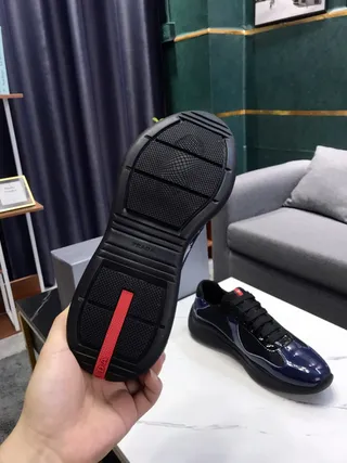 Navy Blue and Black Patent Leather Chunky Sneakers 9
