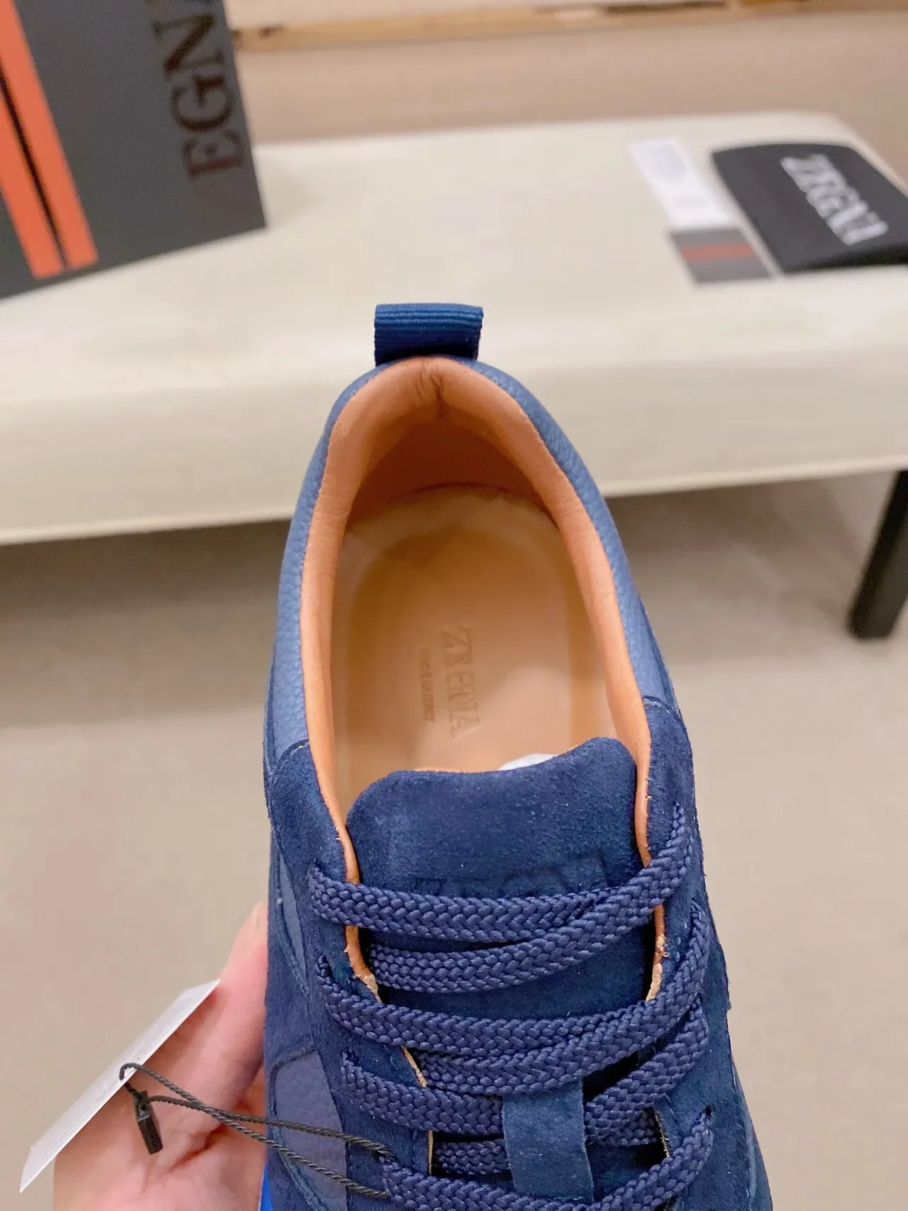 Navy Blue and Bright Blue Mixed-Material Lifestyle Sneaker 6