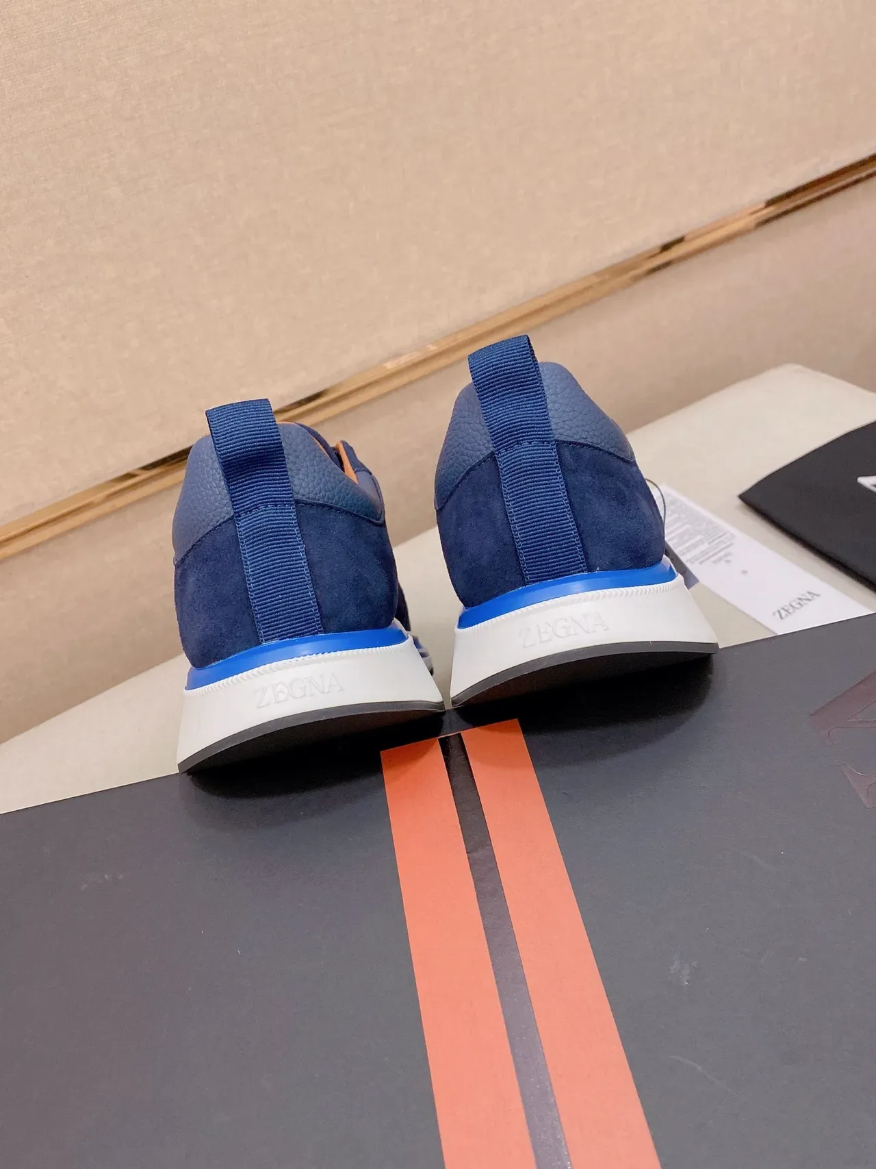 Navy Blue and Bright Blue Mixed-Material Lifestyle Sneaker 8
