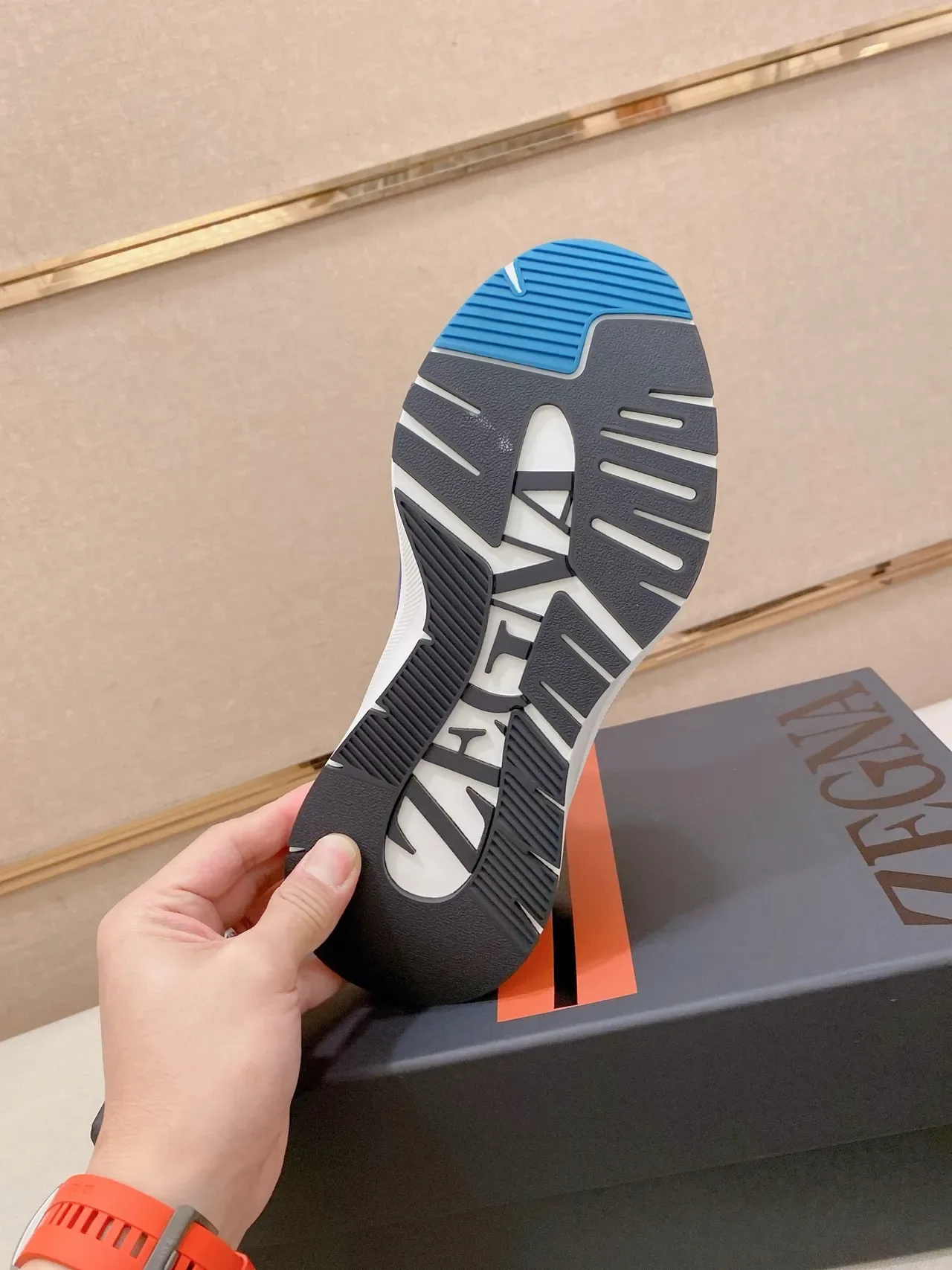 Navy Blue and Bright Blue Mixed-Material Lifestyle Sneaker 9