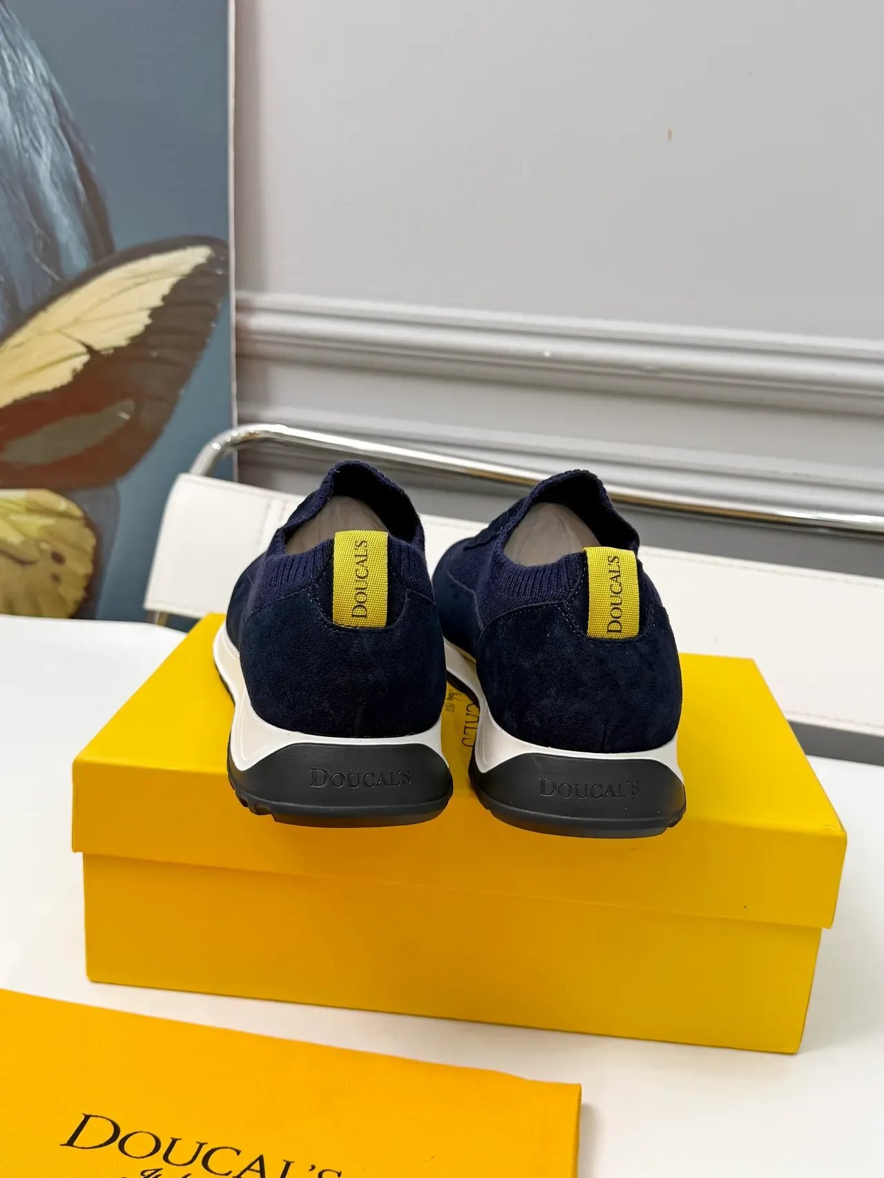 Navy Blue Knit and Suede Laceless Slip-On Lifestyle Sneakers 3