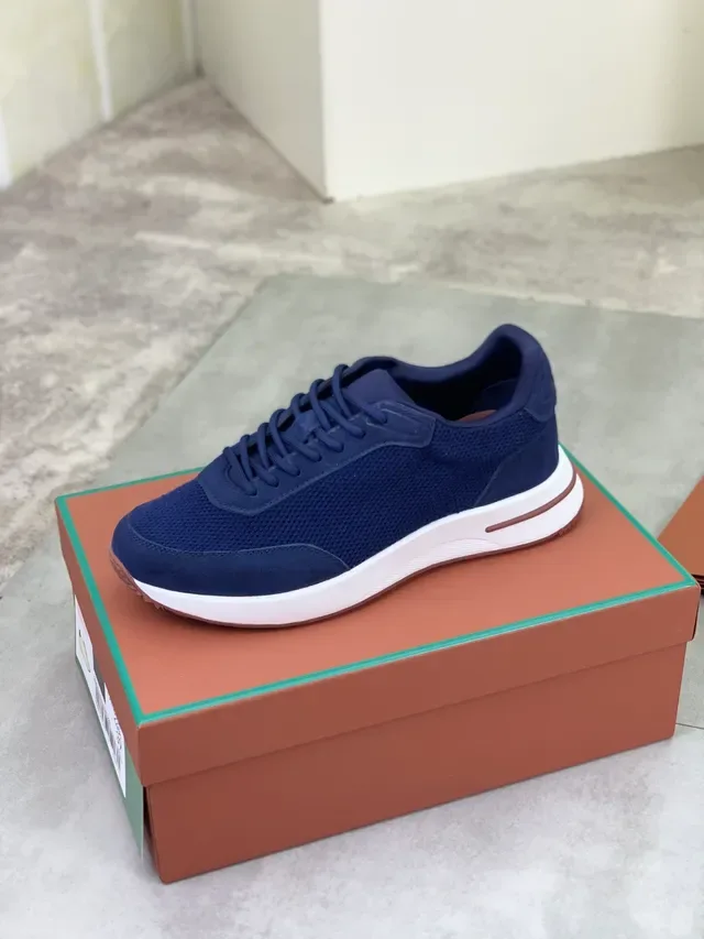 Navy Mesh and Suede Low-Top Lifestyle Sneaker 4