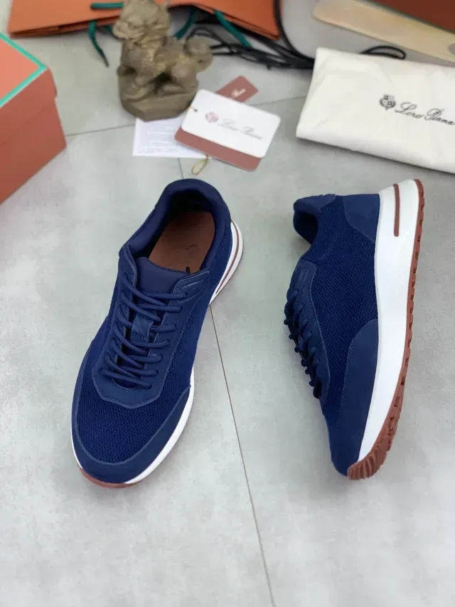Navy Mesh and Suede Low-Top Lifestyle Sneaker 5