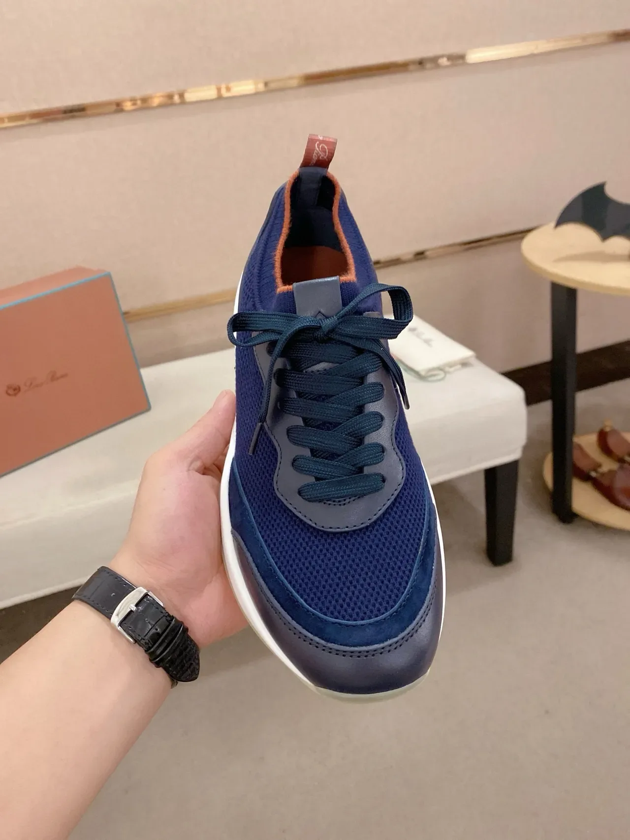 Navy Mesh and Synthetic Lifestyle Sneaker 2