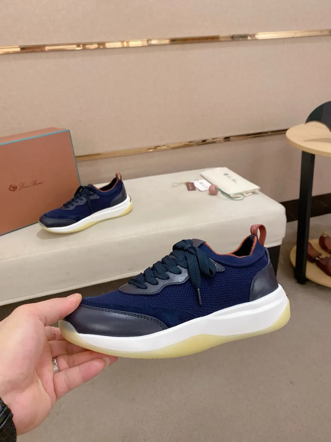 Navy Mesh and Synthetic Lifestyle Sneaker 3