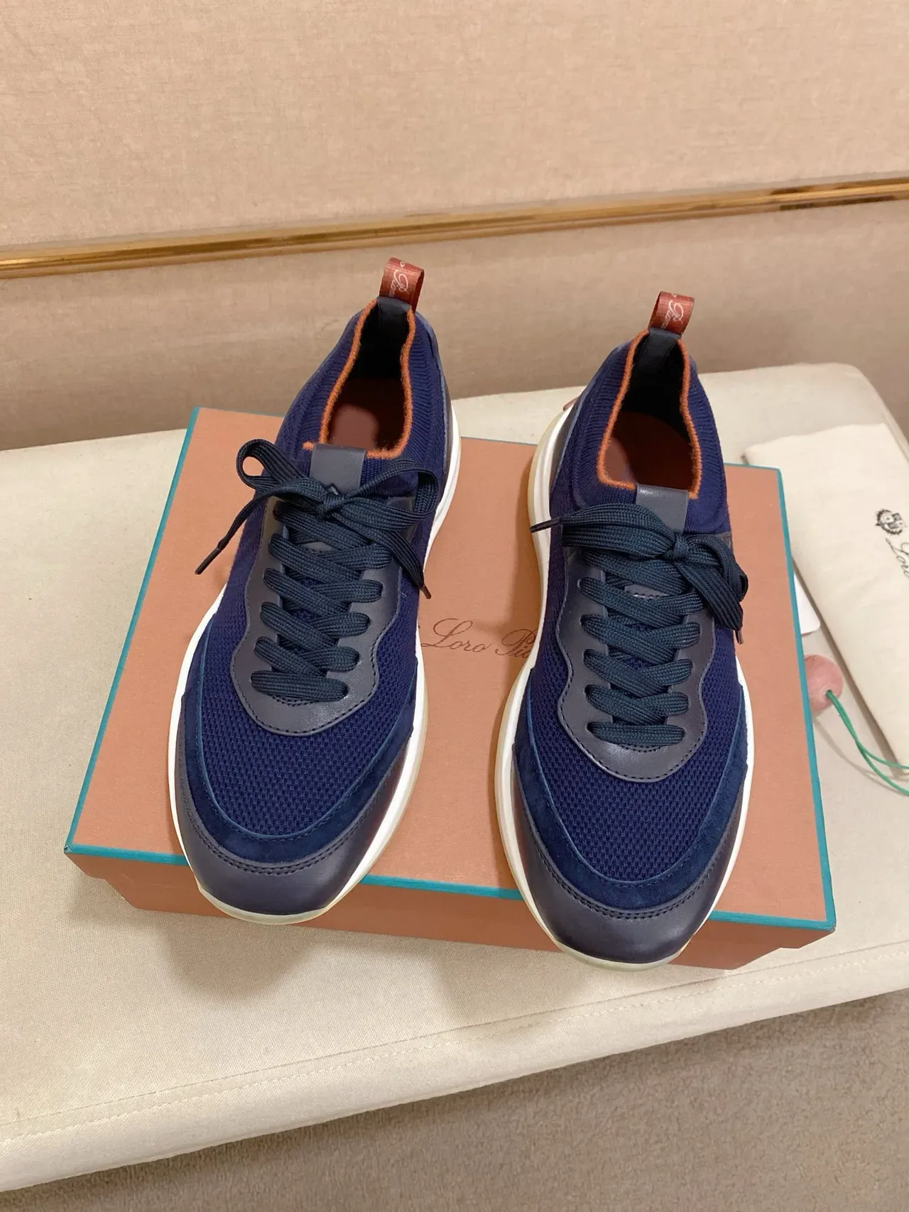 Navy Mesh and Synthetic Lifestyle Sneaker 5