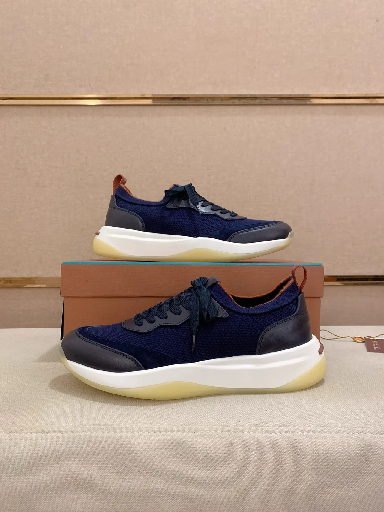 Navy Mesh and Synthetic Lifestyle Sneaker 7