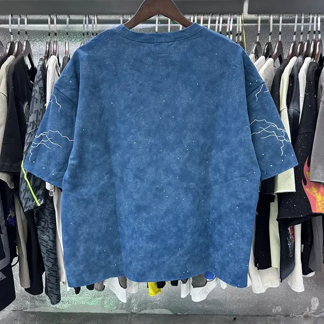 Navy Multicolor Oversized Fit Graphic-Print Front Panel T-Shirt 4