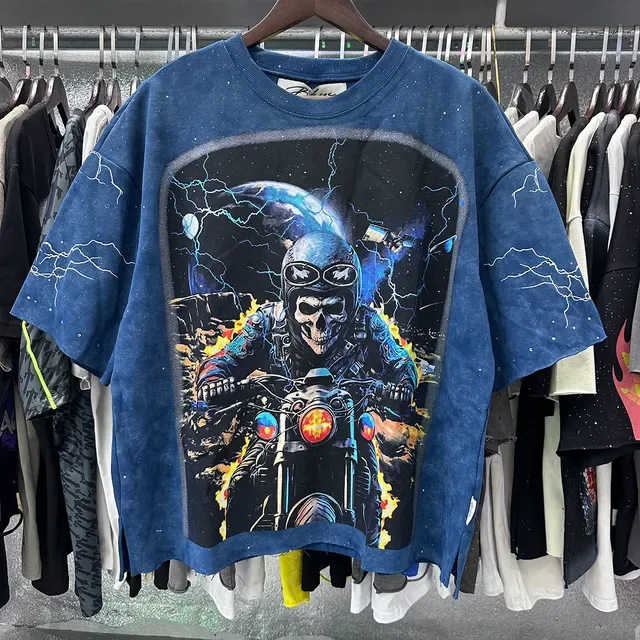 Navy Multicolor Oversized Fit Graphic-Print Front Panel T-Shirt 5