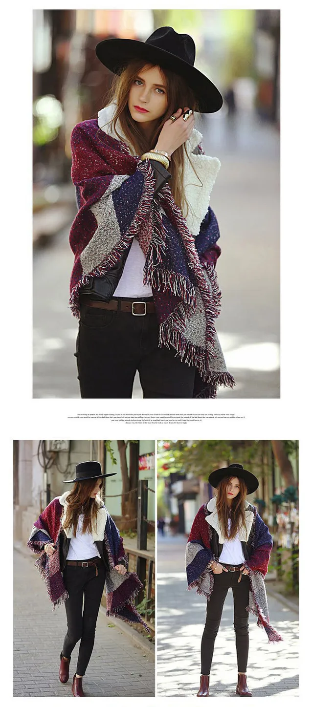 Navy Multicolor Woven Fringed Edge Scarve 2