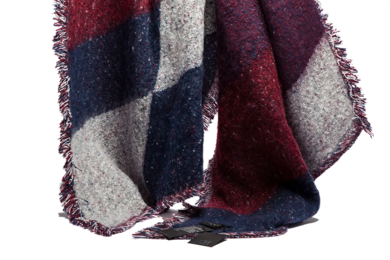 Navy Multicolor Woven Fringed Edge Scarve 10