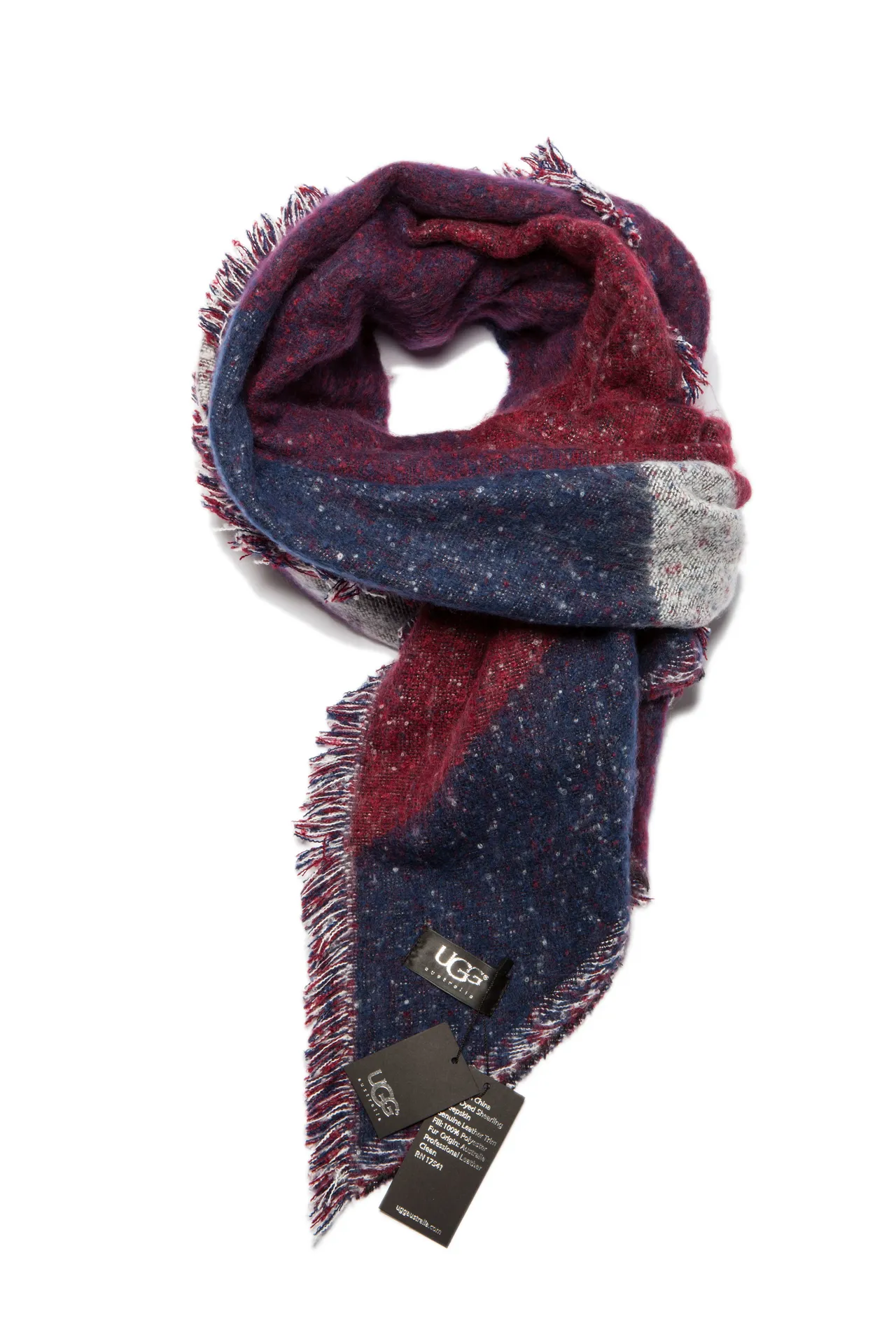 Navy Multicolor Woven Fringed Edge Scarve 11