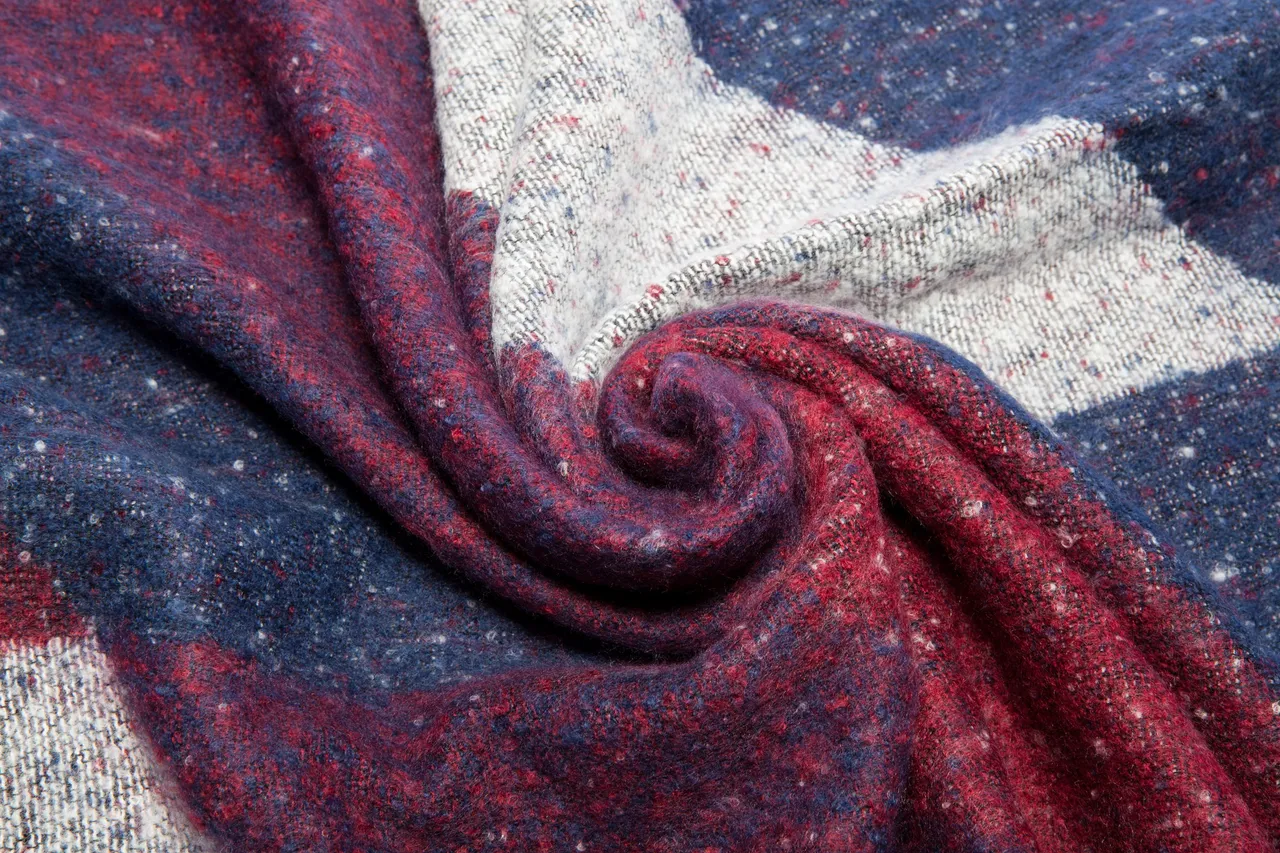 Navy Multicolor Woven Fringed Edge Scarve 12