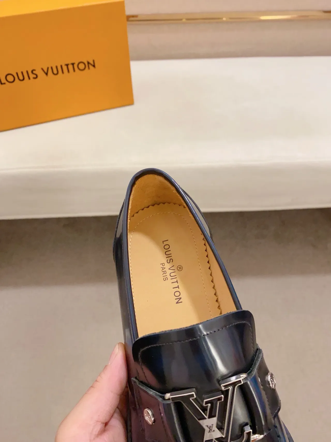 Navy Patent Leather Buckle Strap Loafer 3