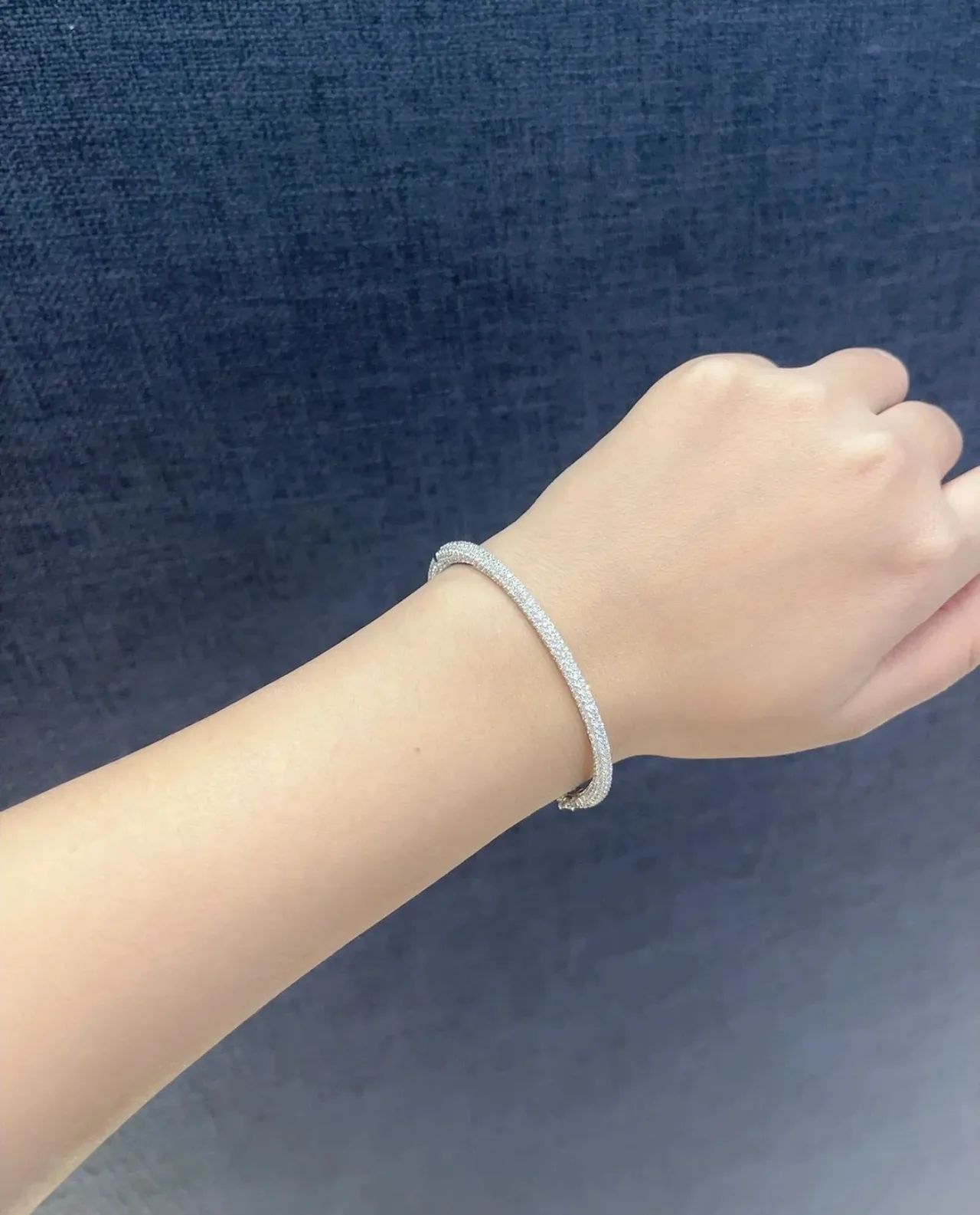 Navy Silver Pavé-Set Bracelet 4