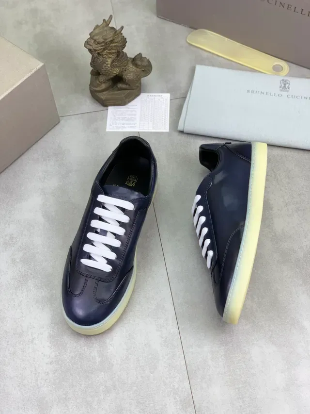 Navy White Leather Upper Laces Casual Shoes 5
