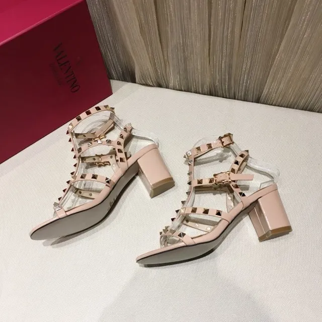 Nude Studded Multi-Strap Block Heel Gladiator Sandals 2