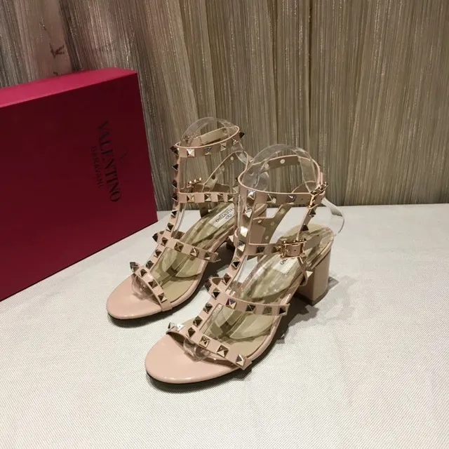 Nude Studded Multi-Strap Block Heel Gladiator Sandals 3