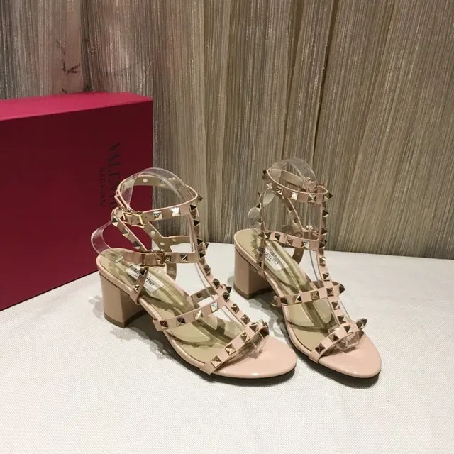 Nude Studded Multi-Strap Block Heel Gladiator Sandals 4