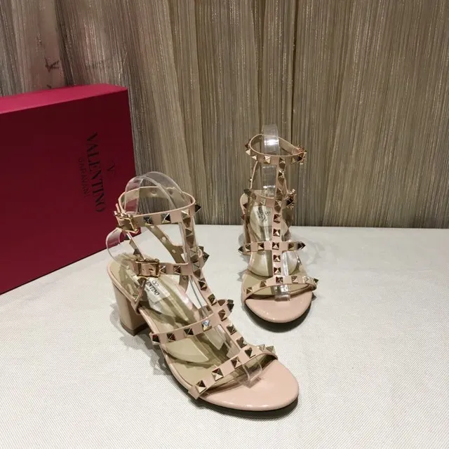 Nude Studded Multi-Strap Block Heel Gladiator Sandals 8