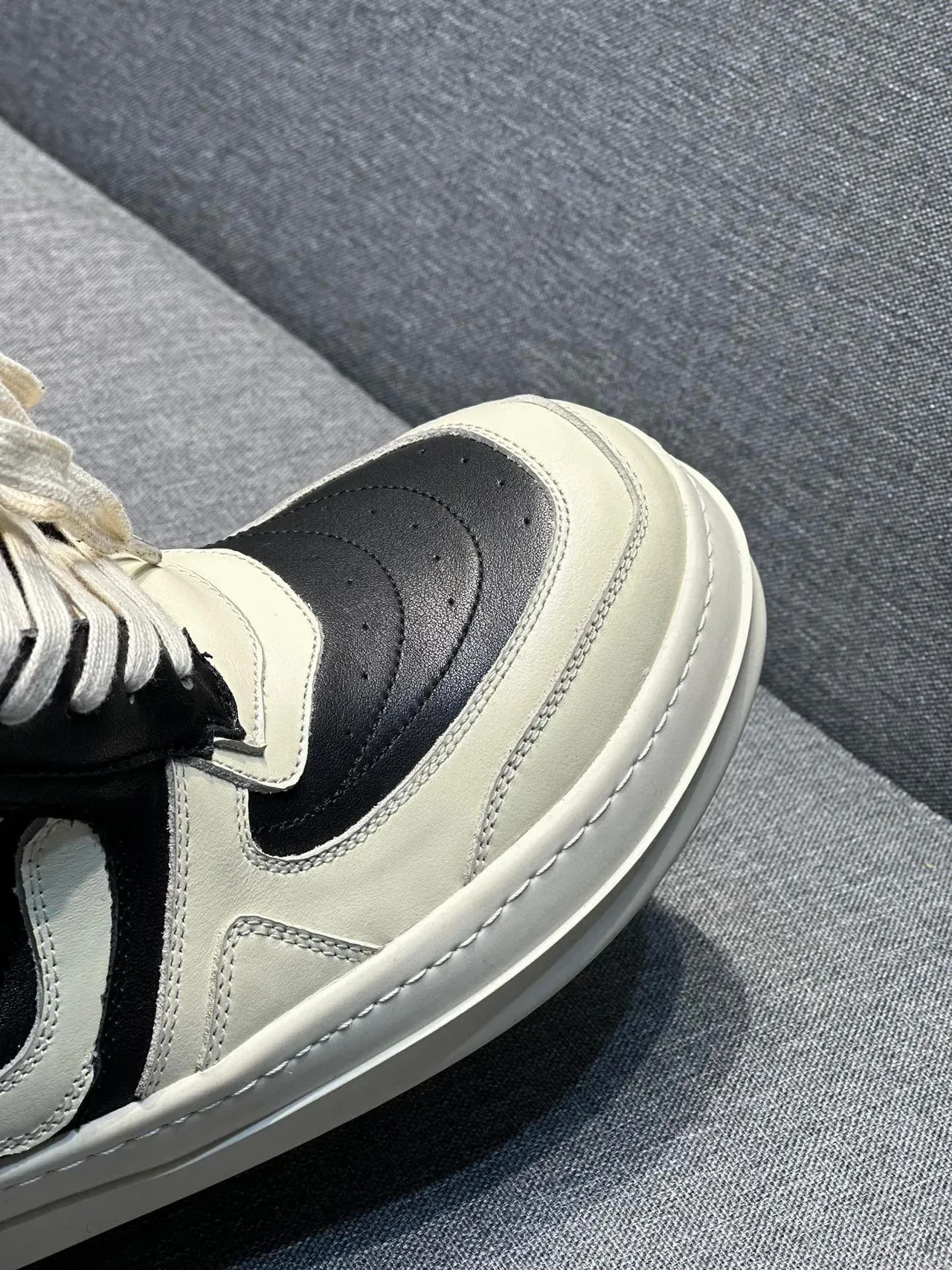 Off-White Cream and Black Wave-Panel High-Top Sneaker 3