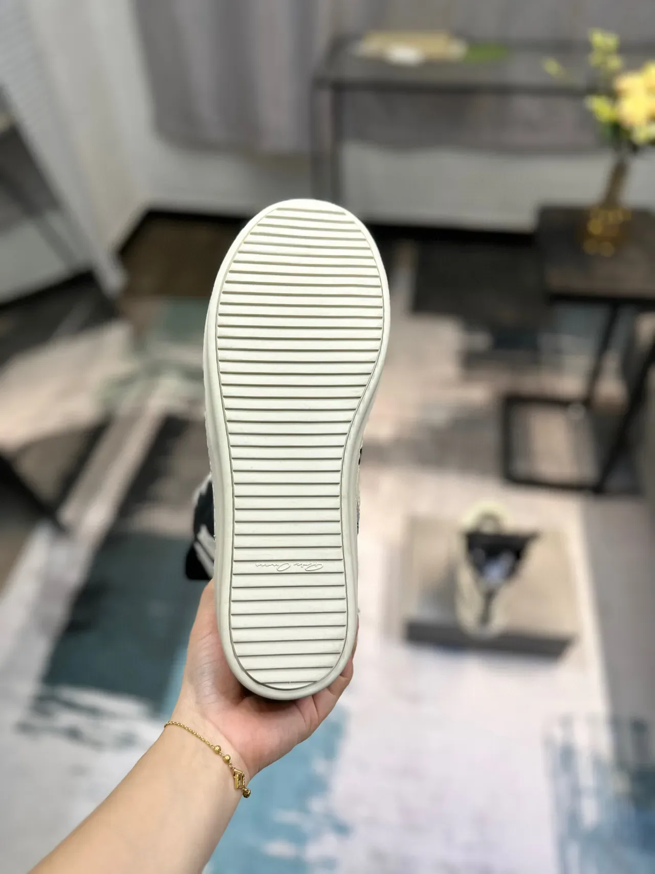 Off-White Cream and Black Wave-Panel High-Top Sneaker 9