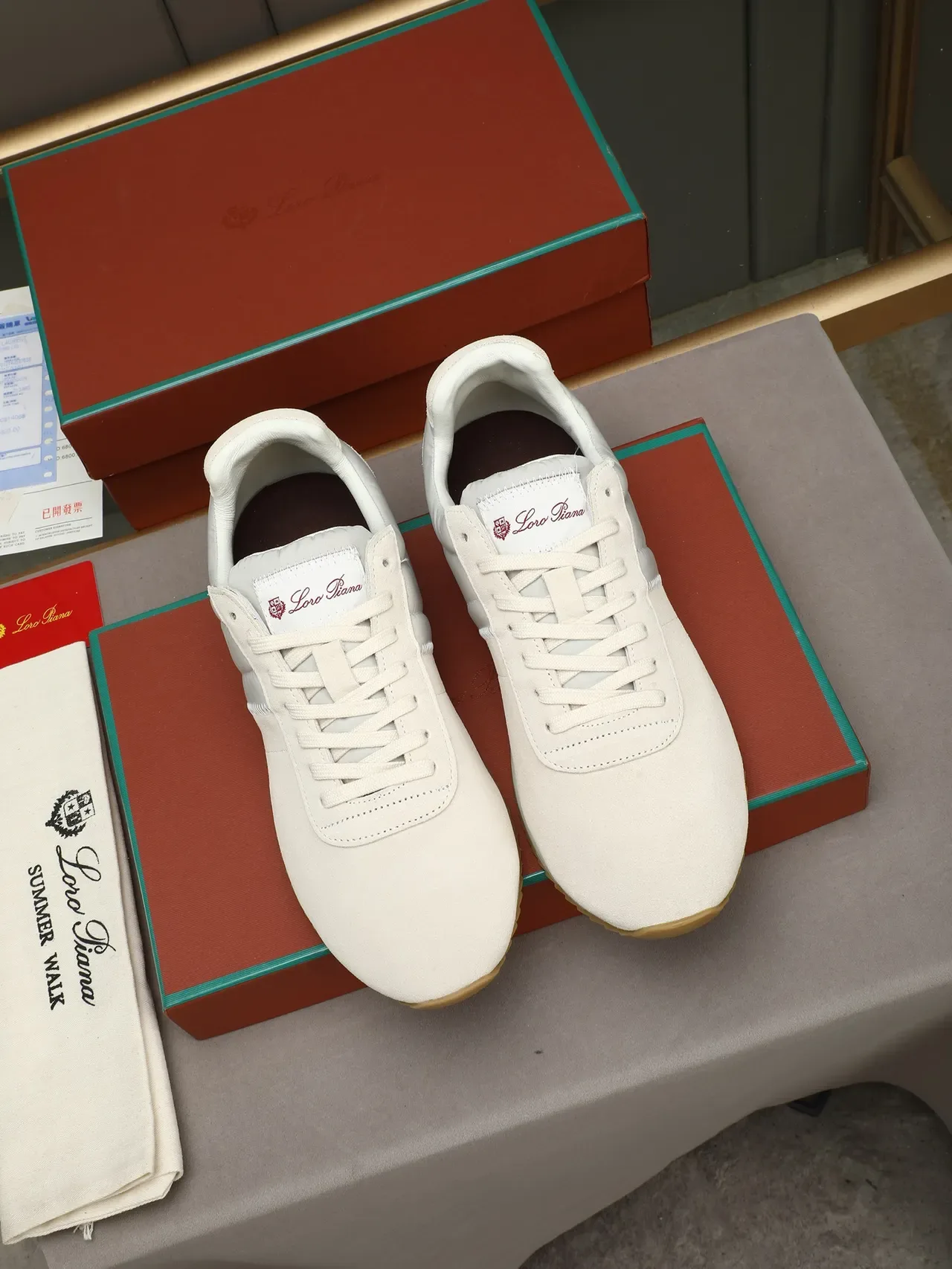 Off-White Cream Suede and Textile Retro Runner Sneaker 2