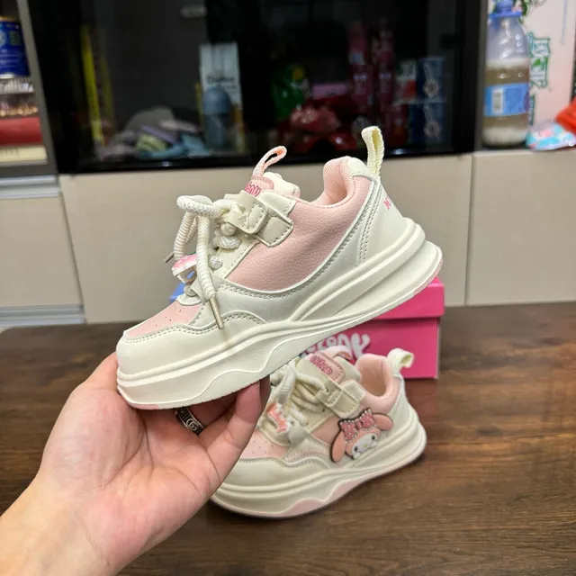 OLD ORDER Beige Pink Sole Character Appliqué Chunky Sneakers 8