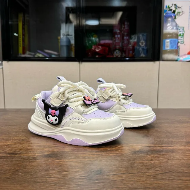 OLD ORDER Beige Pink Sole Character Appliqué Chunky Sneakers 11