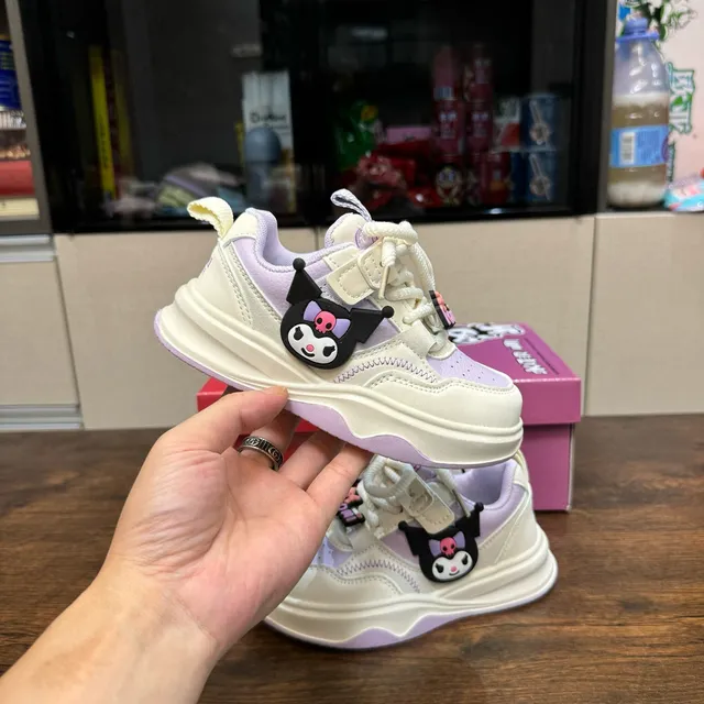 OLD ORDER Beige Pink Sole Character Appliqué Chunky Sneakers 13