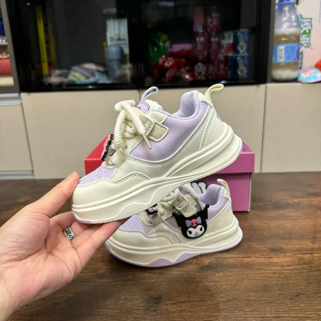 OLD ORDER Beige Pink Sole Character Appliqué Chunky Sneakers 16
