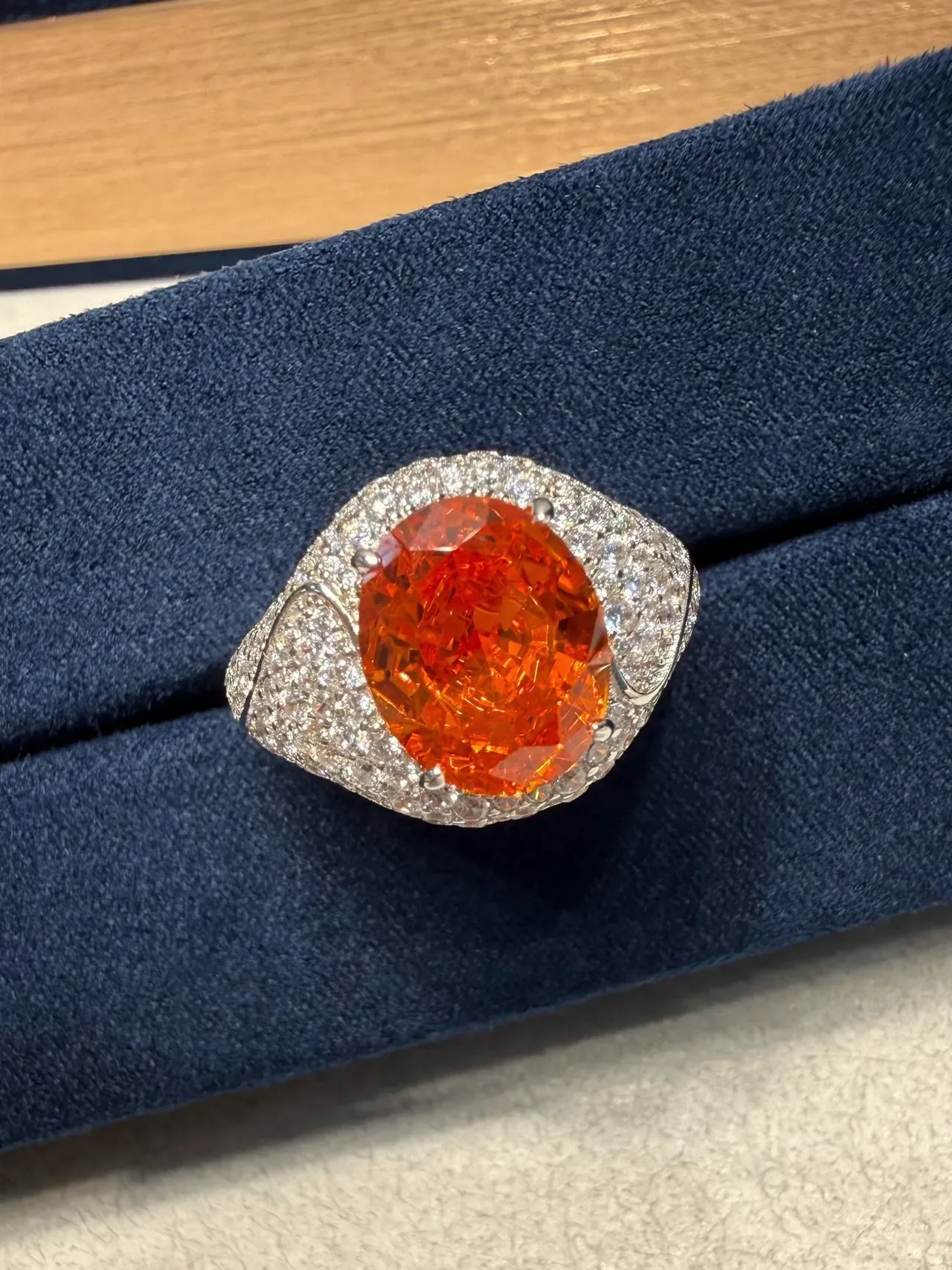 Oval Orange Gemstone Pavé Ring 3