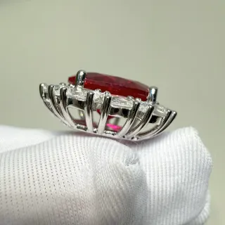 Oval Red Gemstone Halo Cluster Earring