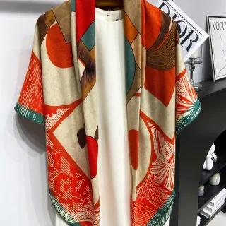 Oversized Geometric-Print Double-Sided Shawl