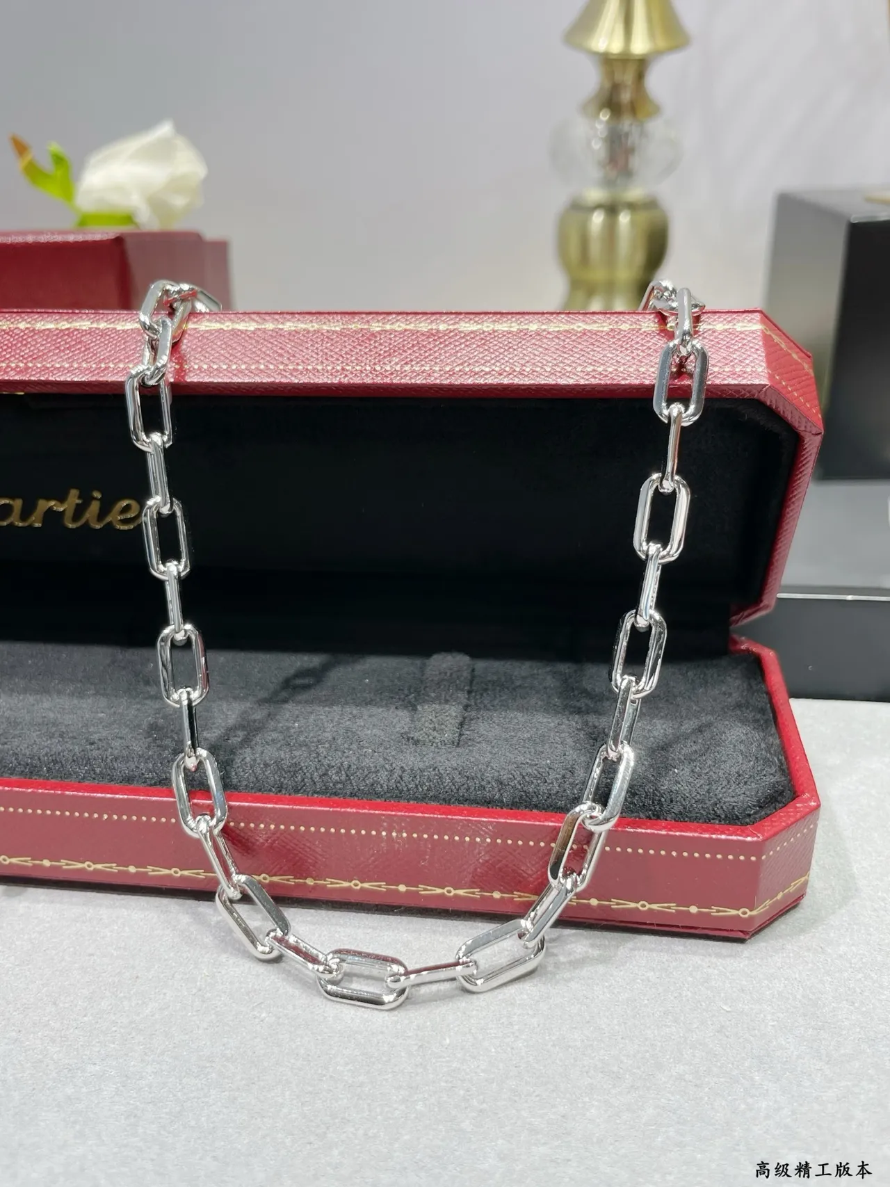 Oversized Rectangular Link Gold-Tone Choker Necklace 8