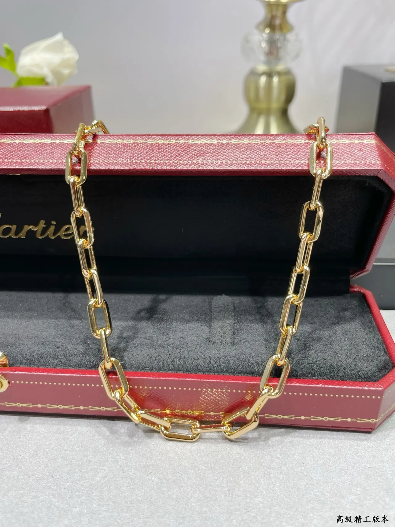 Oversized Rectangular Link Gold-Tone Choker Necklace 9