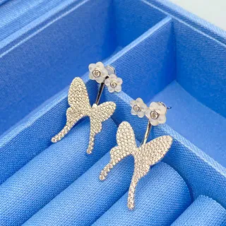 Pavé Butterfly and Opal Flower Stud Earrings