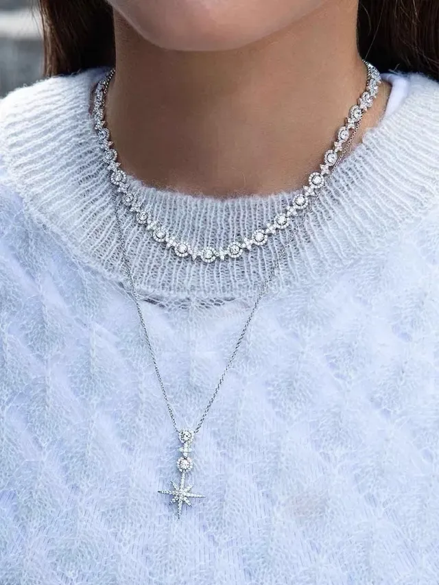 Pavé Crystal Starburst Pendant Necklace 3