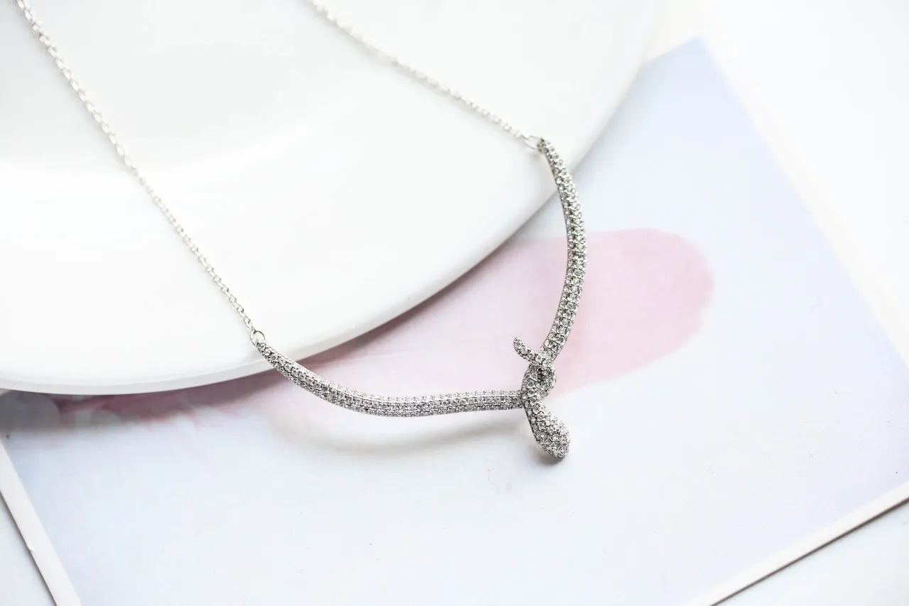 Pavé Knot Motif Silver-Tone Necklace 6