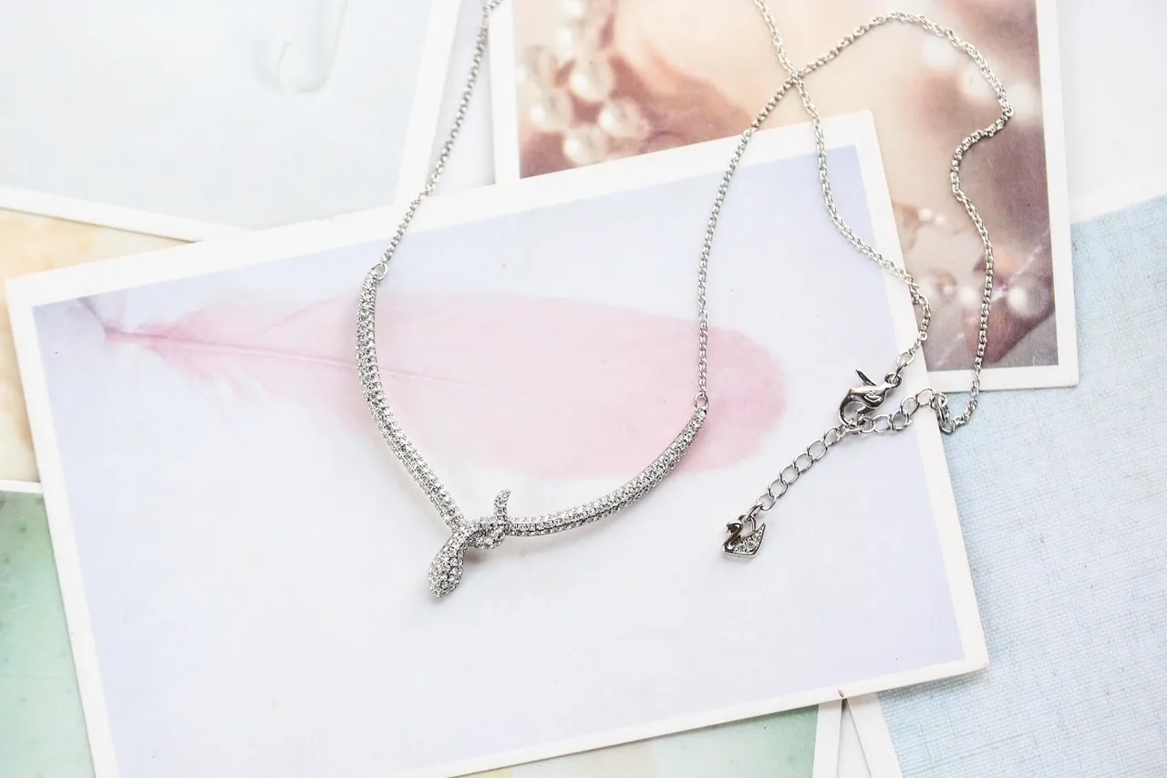 Pavé Knot Motif Silver-Tone Necklace 8