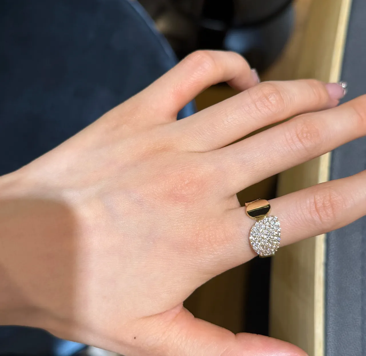 Pavé-Set Asymmetrical Silver-Tone Ring 3