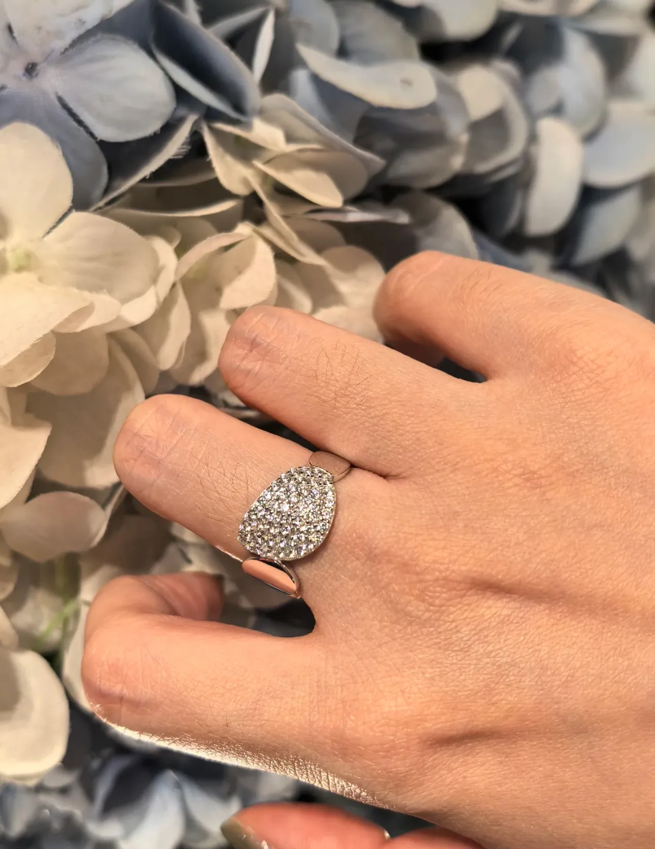 Pavé-Set Asymmetrical Silver-Tone Ring 4