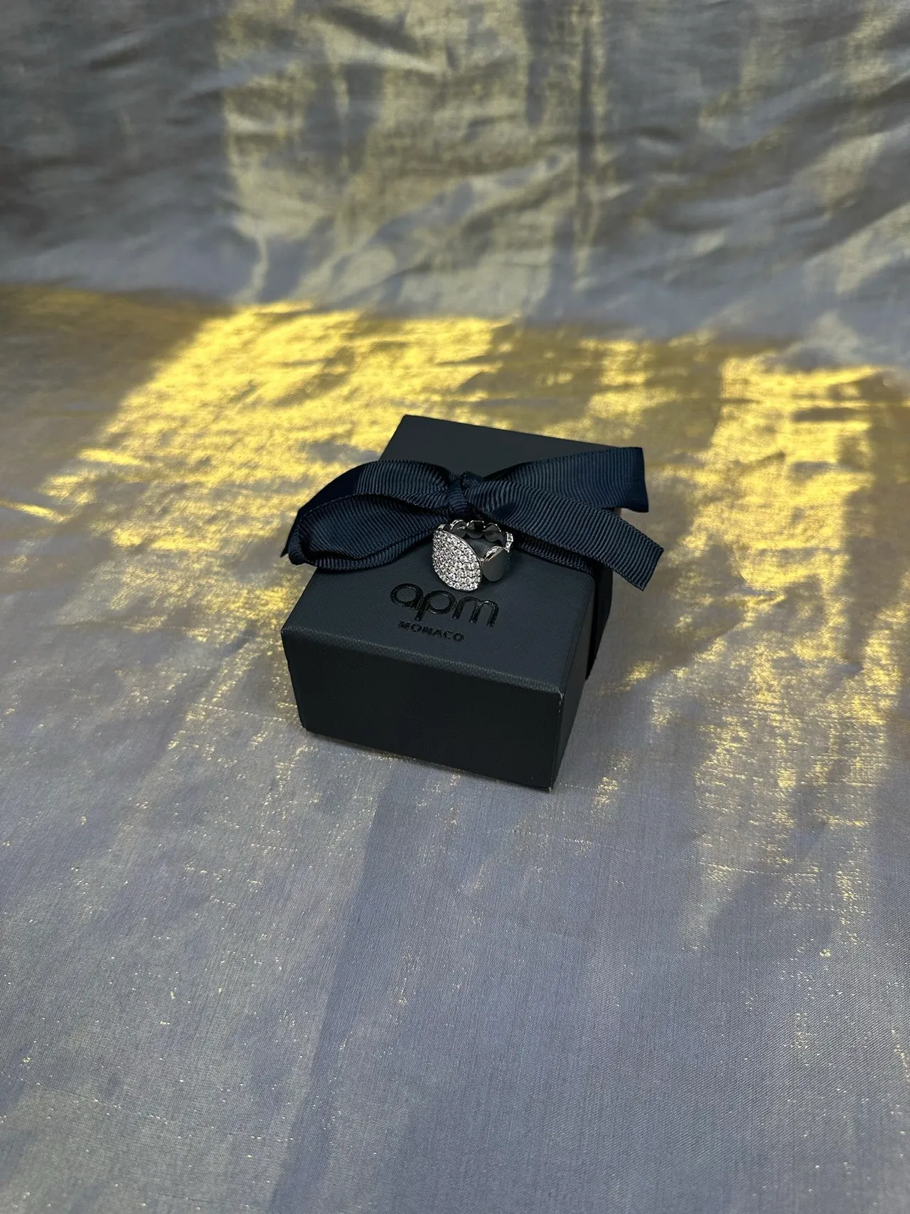 Pavé-Set Asymmetrical Silver-Tone Ring 7
