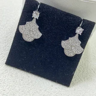 Pavé-Set Scalloped Fan Drop Earrings