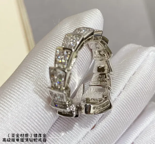 Pavé-Set Snake-Inspired Articulated Double-Band Ring 6